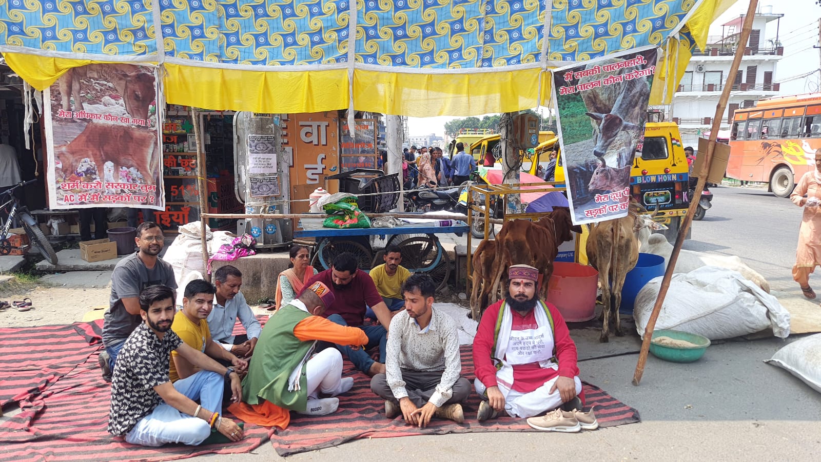 फिर धरने पर गो वंश रक्षक सचिन और समाजसेवी