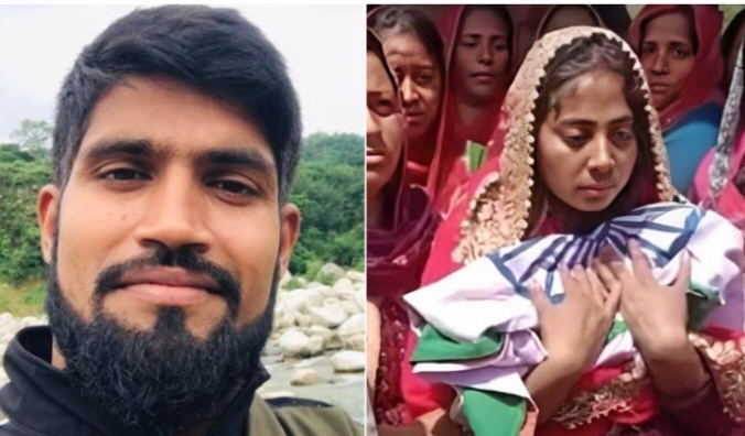 राजौरी में शहीद हिमाचल के नायक को पत्नी ने शादी के जोड़े के साथ दी विदाई